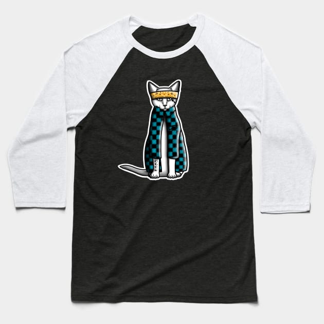 Gato Cholo - Cat with Attitude Baseball T-Shirt by prettyinink